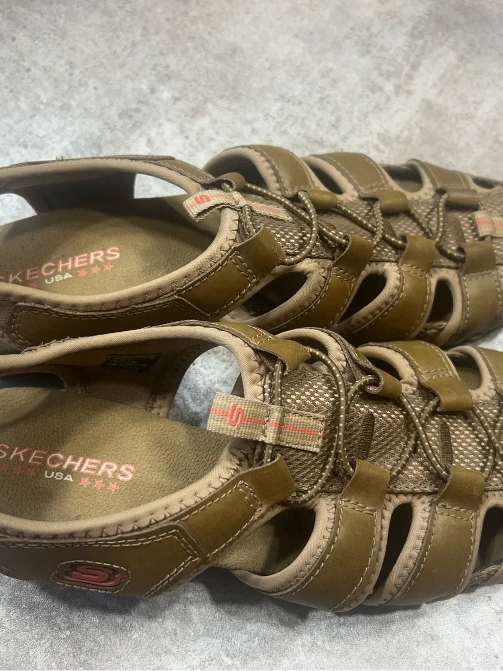 Skechers Bikers  Women’s  Size 10 Olive/Tan Closed-Toe Fisherman Sandals